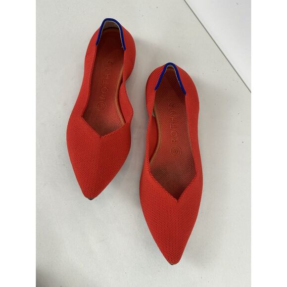 Rothy's The Point Chili Ballet Flats Womens Size Red 8W Pointed Toe Slip On - Picture 2 of 10